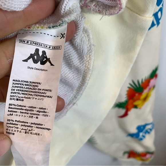 Kappa sz S Cropped Floral Hawaiian Orchid Logo Long Sleeve Sweatshirt Top - Picture 7 of 9